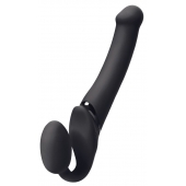 Черный безремневой вибрострапон Silicone Bendable Strap-On - size XL - Strap-on-me - купить с доставкой в Астрахани