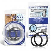 Набор из двух черных силиконовых колец разного диаметра SILICONE COCK RING SET - BlueLine - в Астрахани купить с доставкой