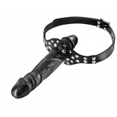 Черный кляп-фаллоимитатор Double Penis Gag - Fetish Tentation - купить с доставкой в Астрахани