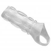 Насадка на пенис с кольцом для мошонки Clear Sensations Enhancer Sex Sleeve - 11,5 см. - XR Brands - в Астрахани купить с доставкой