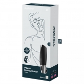 Черный мастурбатор с вибрацией Power Masturbator - Satisfyer - в Астрахани купить с доставкой