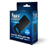 Черная открытая насадка на пенис с кольцом для мошонки XXXL-size - 9,9 см. - Sex Expert - в Астрахани купить с доставкой