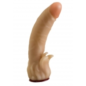 Телесная гелевая насадка-фаллос с клиторальными лепестками - 18,5 см. - LOVETOY (А-Полимер) - купить с доставкой в Астрахани