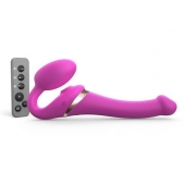 Ярко-розовый безремневой страпон Multi Orgasm Size S с клиторальной стимуляцией - Strap-on-me - купить с доставкой в Астрахани