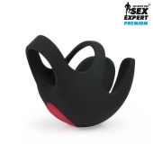 Черная вибронасадка на пенис и мошонку Sex Expert - Sex Expert - в Астрахани купить с доставкой