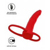Красная насадка на пенис для двойного проникновения Black Red - 16,5 см. - ToyFa - купить с доставкой в Астрахани