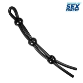 Черное силиконовое лассо с тремя шариками для утяжки - Sex Expert - в Астрахани купить с доставкой
