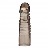Дымчатая насадка-удлинитель Ribbed Realistic Penis Enhancing Sleeve Extension - 15,2 см. - BlueLine - в Астрахани купить с доставкой