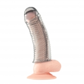 Текстурированная насадка на пенис Clear Textured Penis Enhancing Sleeve Extension - 16,5 см. - BlueLine - в Астрахани купить с доставкой