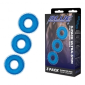 Комплект из трех голубых колец для эрекции 3-Pack Ultra-Stim Stretch Cock Rings - BlueLine - в Астрахани купить с доставкой