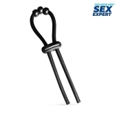 Черное эрекционное кольцо со стимулирующими бусинами - Sex Expert - в Астрахани купить с доставкой