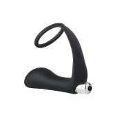 Черное эрекционное кольцо с вибропробкой Vibrating Anal Plug With Cockring - Dream Toys - в Астрахани купить с доставкой
