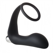 Черное эрекционное кольцо с вибропробкой Vibrating Anal Plug With Cockring - Dream Toys - в Астрахани купить с доставкой