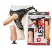 Телесный страпон Harness LESBI с вагинальной пробкой - 16,5 см. - LOVETOY (А-Полимер) - купить с доставкой в Астрахани