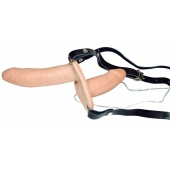Телесный женский страпон с вагинальной пробкой Strap-On Duo - 15 см. - Orion - купить с доставкой в Астрахани