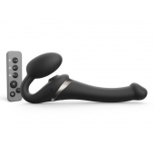 Черный безремневой страпон Multi Orgasm Size S с клиторальной стимуляцией - Strap-on-me - купить с доставкой в Астрахани