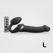 Черный безремневой страпон Multi Orgasm Size L с клиторальной стимуляцией - Strap-on-me - купить с доставкой в Астрахани