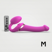Ярко-розовый безремневой страпон Multi Orgasm Size M с клиторальной стимуляцией - Strap-on-me - купить с доставкой в Астрахани