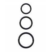 Набор из трех черных эрекционных колец Silicone 3-Ring Stamina Set - Pipedream - в Астрахани купить с доставкой