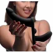 Черный вибрострапон Double Take 10X Double Penetration Vibrating Strap-on Harness - XR Brands - купить с доставкой в Астрахани