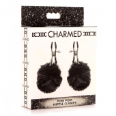 Зажимы для сосков с черным помпонами Pom Pom Nipple Clamps - XR Brands - купить с доставкой в Астрахани