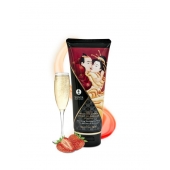 Массажный крем для тела с ароматом клубники и шампанского Sparkling Strawberry Wine - 200 мл. - Shunga - купить с доставкой в Астрахани