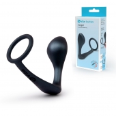 Черное эрекционное кольцо со стимулятором простаты Ringer Cock Ring   Plug - b-Vibe - в Астрахани купить с доставкой