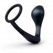 Черное эрекционное кольцо со стимулятором простаты Ringer Cock Ring   Plug - b-Vibe - в Астрахани купить с доставкой