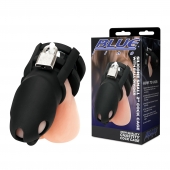 Черная клетка для пениса Silicone Small 2 in Cock Cage With Ball Divider - BlueLine - купить с доставкой в Астрахани