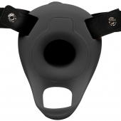 Черный полый страпон с вибрацией 2’’ Erection 28X Smooth Vibrating Silicone Penis Sheath - XR Brands - купить с доставкой в Астрахани
