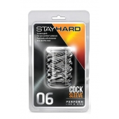 Прозрачная насадка с объёмными чёрточками STAY HARD COCK SLEEVE 06 CLEAR - Blush Novelties - в Астрахани купить с доставкой