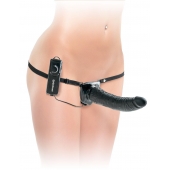 Черный страпон с вагинальной пробкой Deluxe Vibrating Penetrix Strap-On - 19 см. - Pipedream - купить с доставкой в Астрахани