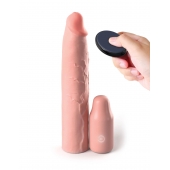 Телесная вибронасадка на член 3  Vibrating Mega X-tension with Remote - 22,9 см. - Pipedream - в Астрахани купить с доставкой