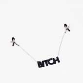 Зажимы на соски с кожаной подвеской Bitch - Crazy Handmade - купить с доставкой в Астрахани