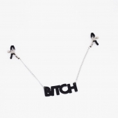 Зажимы на соски с кожаной подвеской Bitch - Crazy Handmade - купить с доставкой в Астрахани