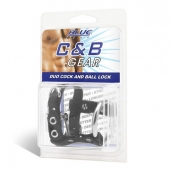 Утяжка на пенис на замочке Duo Cock And Ball Lock - BlueLine - купить с доставкой в Астрахани