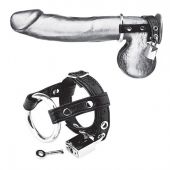 Утяжка на пенис на замочке Duo Cock And Ball Lock - BlueLine - купить с доставкой в Астрахани