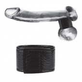 Чёрная утяжка на мошонку 1  Velcro Ball Stretcher - BlueLine - купить с доставкой в Астрахани
