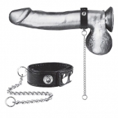 Утяжка на пенис с поводком Snap Cock Ring With 12  Leash - BlueLine - купить с доставкой в Астрахани