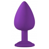 Большая фиолетовая анальная пробка Emotions Cutie Large с голубым кристаллом - 10 см. - Lola Games - купить с доставкой в Астрахани