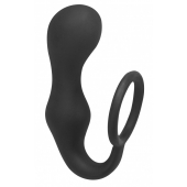 Чёрное эрекционное кольцо с анальной пробкой Double Pleasure Anal Plug - Lola Games - в Астрахани купить с доставкой
