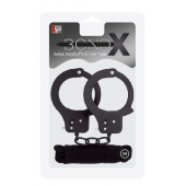 Чёрные наручники из листового металла в комплекте с веревкой BONDX METAL CUFFS LOVE ROPE SET - Dream Toys - купить с доставкой в Астрахани