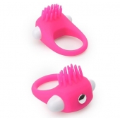 Розовое эрекционное кольцо с щеточкой LIT-UP SILICONE STIMU RING 5 - Dream Toys - в Астрахани купить с доставкой