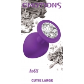 Большая фиолетовая анальная пробка Emotions Cutie Large с прозрачным кристаллом - 10 см. - Lola Games - купить с доставкой в Астрахани