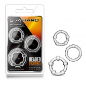 Набор из 3 прозрачных эрекционных колец Stay Hard Beaded Cockrings - Blush Novelties - в Астрахани купить с доставкой