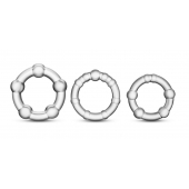 Набор из 3 прозрачных эрекционных колец Stay Hard Beaded Cockrings - Blush Novelties - в Астрахани купить с доставкой