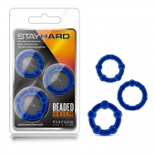 Набор из 3 синих эрекционных колец Stay Hard Beaded Cockrings - Blush Novelties - в Астрахани купить с доставкой