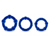 Набор из 3 синих эрекционных колец Stay Hard Beaded Cockrings - Blush Novelties - в Астрахани купить с доставкой