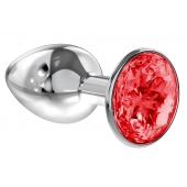 Малая серебристая анальная пробка Diamond Red Sparkle Small с красным кристаллом - 7 см. - Lola Games - купить с доставкой в Астрахани