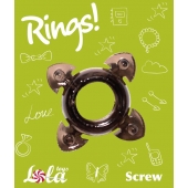 Чёрное эрекционное кольцо Rings Screw - Lola Games - в Астрахани купить с доставкой